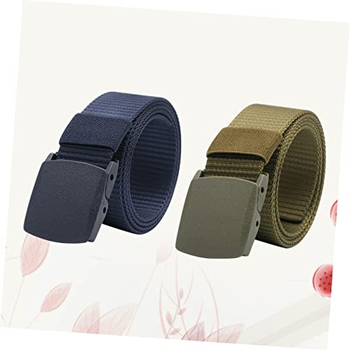 2pcs Canvas Belt Men Casual Belt Plastic Buckle Elastic for Daily Wear4