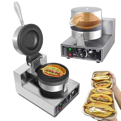 ZEEKYFOR Kommerzielle Panini-Presse, elektrische Burger-Presse, 1200-W-Burger-Maker-Maschine, antihaftbeschichtete Burger-Maschine, Waffeleisen