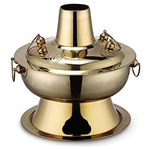 Olla china de cobre tradicional 30cm dorada miniatura 1