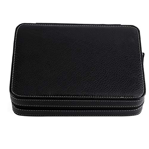Restokki Uhrenbox, Uhrendisplay Aufbewahrungsbox, tragbarer Reise-Kollektor-Koffer-Organizer mit Reißverschluss 1 Stück 8 Gitter (Schwarzer Kaffee)(Schwarz) Cover