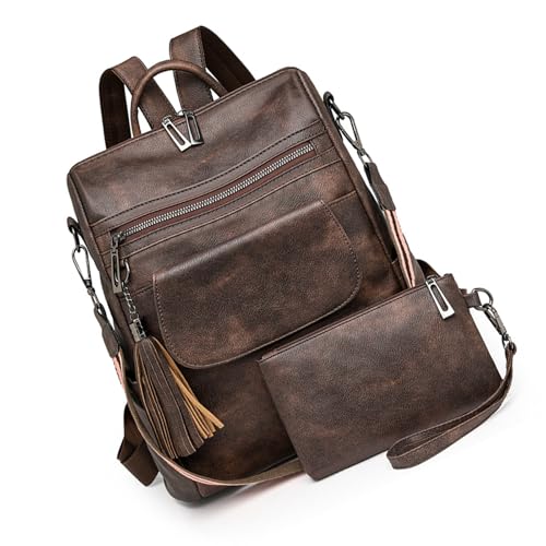 Sac à dos rétro Morain imperméable en cuir PU et spacieux pour ordinateur