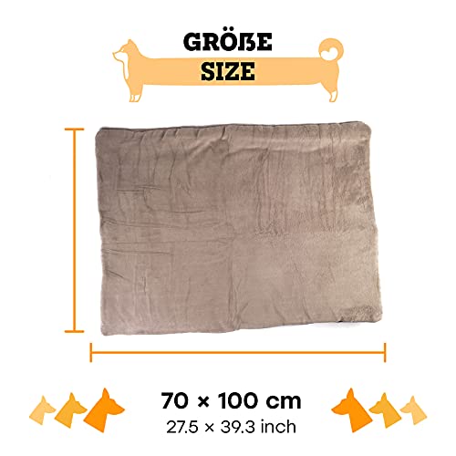 vitazoo Heizmatte für Tiere – 100 x 70 cm – Thermokissen selbstheizend für Hunde – Heizdecke maschinenwaschbar für große Hunde – Grau