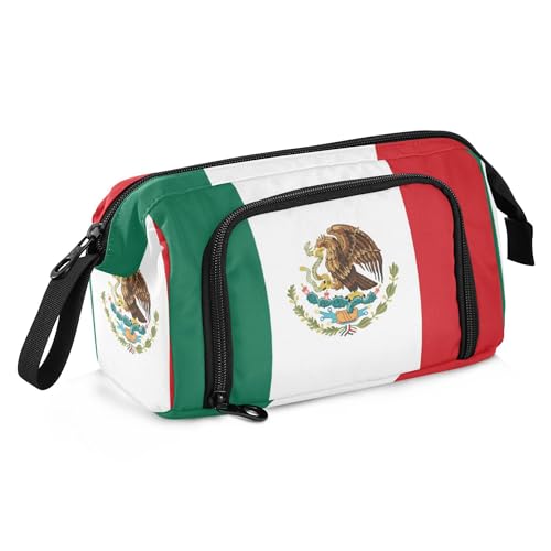 Image of Fisyme Mexico Flag Pencil Case Large Capacity Pencil Pouch Pen Bag Box Big Makeup Pencil Case Organizer