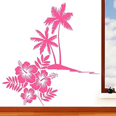 Rubybloom Designs Paradise Island Hibiscus Flower & Palm Tree Wall Sticker Cover