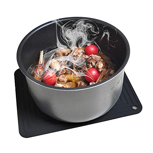 Large Silicone Trivet Mat For Hot Dishes/Heat Resistant Pot Holder, 12"X 9" Non Slip Thick Flexible Hot Pads For Kitchen Table Set Of 2 (Black) #TOP2