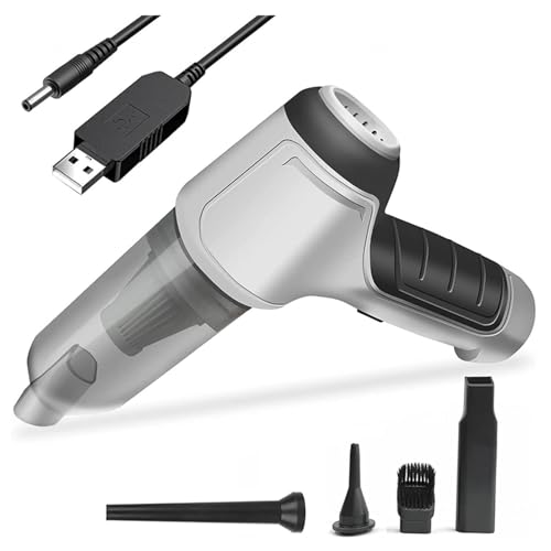 Mini Aspiradora Inalambrica, 12000pa De Alta Potencia Y Carga USB Aspiradora Coche Coche Casa Doble Uso Aspirador De Mano, para Inflar Y Aspirar Bolsas,White