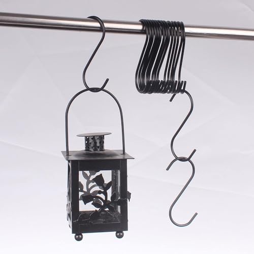 Image of S Shaped Hanging Hanger Hooks for Kitchen Cutlery, Bathroom, Office, Pan, Pot, Coat, Clothes, Bag, Plants, Wardrobe, Work Shop, Garden Pots Hook Hanging 3.75 Inch Length, 4mm,Black(Pack of 12)
