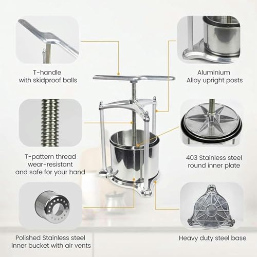 Presse-fruit manuel inox extracteur de jus de pomme et raisin