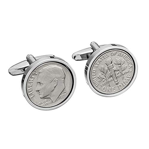 Worldcoincufflinks Cufflinks Rhodium Plated 1977 Birthday for Men 1977 US Coin Cufflinks