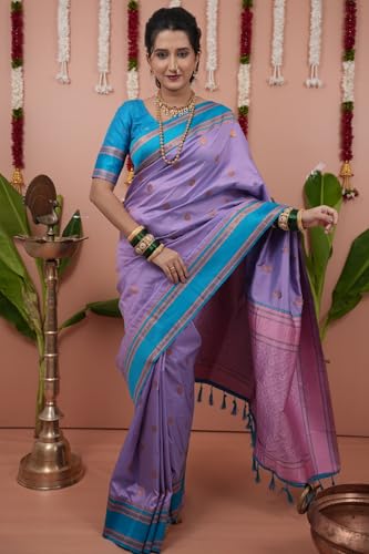 Image of SGF11 Women's Kanjivaram Pure Soft Silk Saree With Unstitched Blouse Piece