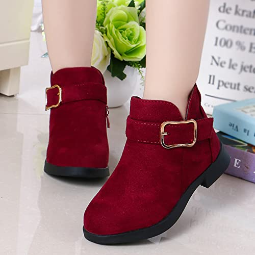 Girls Ankle Boots for Toddler/Little Kids Side Zipper Kids Ankle Booties Low Heel Outdoor Warm Shoes3