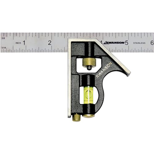 Swanson 6-Inch Combo Square with Stainless Steel Rule Zinc Body TC130