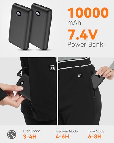 FERNIDA Women's Heated Thermal Underwear Set, Fleece Lined Heated Base Layer, Electric Long Sleeve Top & Bottom for Winter Warmth, M Black - Image 4