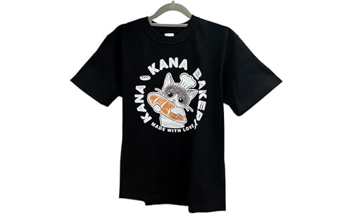 Tシャツ 猫の愛護活動を応援!黒Tシャツ「パン持ちデザイン」:Lサイズ
