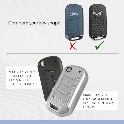 Image of keyzone silverstar TPU key cover & keychain fit for Mahindra Thar, Thar Roxx, Scorpio, Bolero, XUV700, XUV400, XUV3XO, XUV300, TUV300, Marazzo (Silver)