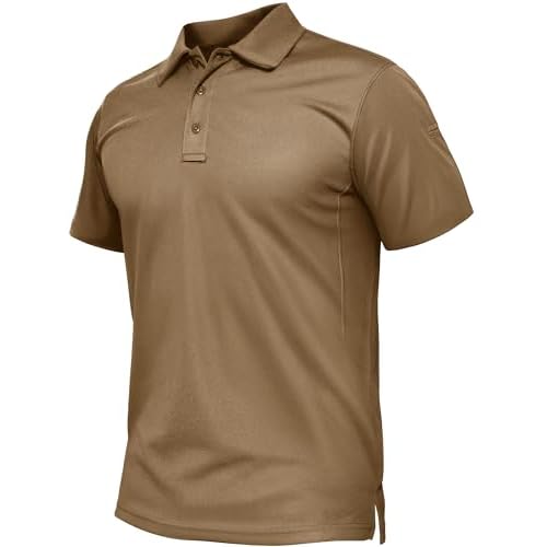 TACVASEN Mens Polo Shirts Short Sleeve Quick Dry Collared Shirt Performance Pique Polos for Athletic Tactical Golf Work
