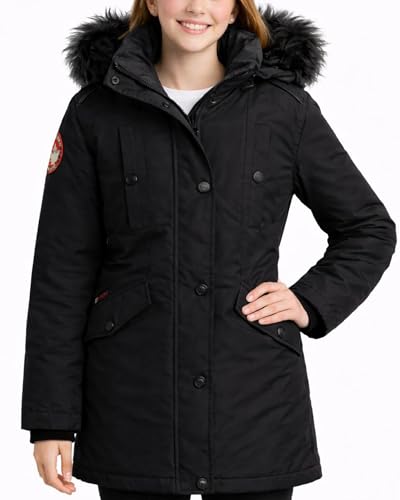 Image of CANADA WEATHER GEAR Girls Winter Coat - Long Length Faux Fur Puffer Ski Jacket Water & Wind Resistant Insulated Fleece Parka