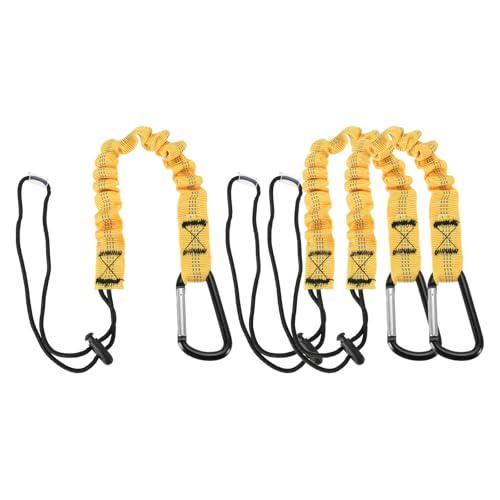Image of MECCANIXITY Retractable Tool Lanyard 2ft with Single Aluminum Buckle and Adjustable Loop End, Maximum Weight Limit 10KG / 22lb, Safety Fall Protection Tools Leash, Yellow 3 Pack