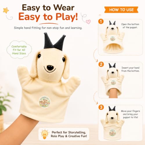 Image of Chi-Chimpu Toys's Goat Hand Puppet 22cm | Soft Plush Animal Puppet for Kids | Easy Hand Fitting Storytelling Toy | Creative Role Play, Imagination & Communication Skills