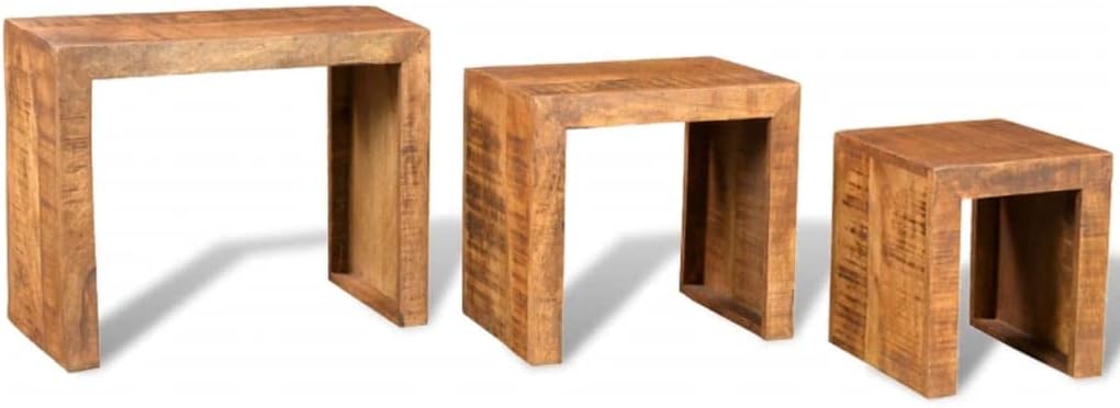 Nesting Table Set,Entryway Table,Console Table,Hallway Table,Living Room Furniture,for Small Space, Living Room, Bedroom, Office, Wood Look Accent Table,3 Pieces Solid Mango Wood