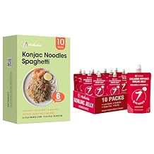 Hethstia Konjac Noodles Pasta Spaghetti, Konjac Jelly Pouch, 20 Packs, Gluten-Free, Sugar-Free, Low Calorie, Low Carb, Low GI, Keto, Ready-to-Eat Healthy Food Gifts