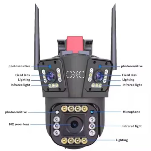 Image of V380 Pro 12MP Wireless PTZ Security Camera Triple Lens 4G SIM AI Motion Detection Color Night Vision 355 Pan & 90 Tilt Two-Way Audio IP66 Waterproof Indoor & Outdoor