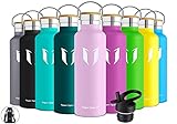 2 TAPONES INTERCAMBIABLES - (1) Sport Cap ofrece una alta velocidad de flujo que facilita la toma de la botella sin quitar la tapa, (2) la tapa del bucle con el carabinero súper seguro para asegurar las bolsas para uso al aire libre, para los más atractivos !