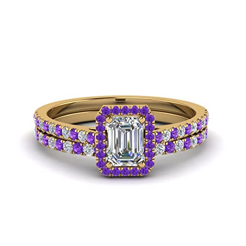 Ensemble nuptial diamants pavé français plaqué or jaune bague mariage