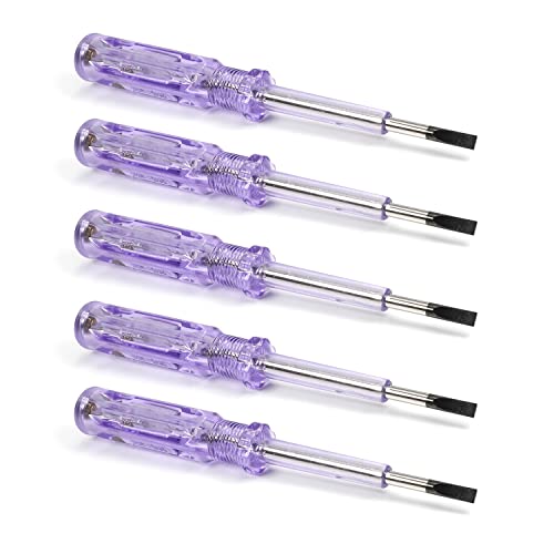 Fielect 5pcs Voltage Tester Voltage Detector Pen Circuit Tester Tool Steel Batch Slotted Test Pencil JRDB-168 AC/DC 100-500V Clear