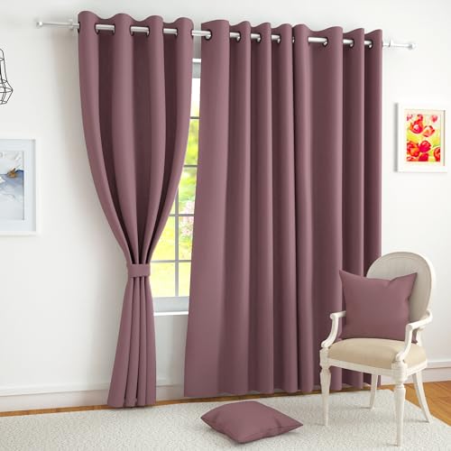 Story@Home 100% True Blackout Windows Curtains 5 Feet Set of 2 | Solid Design | Room Darkening Curtain | Thermal Insulated Curtains for Living Room, Bedroom | (118 x 152 cm, Burgundy)