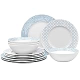 Noritake Blue Hammock 12-Piece Rim Dinnerware Set, Service for 4