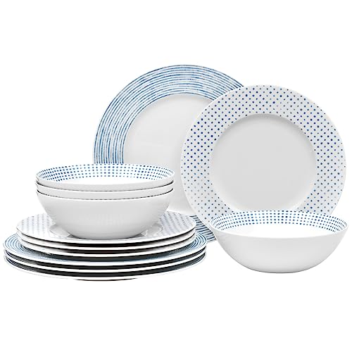 Noritake Blue Hammock 12-Piece Rim Dinnerware Set, Service for 4
