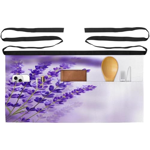 Lot de 3 tabliers courts de chef lavande violette avec 3 poches - 2