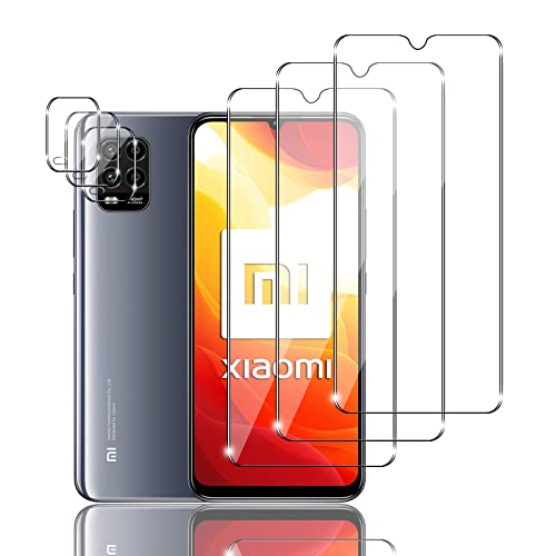Widrt 6 Piezas Protector de Pantalla para Xiaomi Mi 10 Lite 5G Cristal Vidrio Templado, 3 Piezas Cristal Templado HD con 3 Piezas Protector de Lente de Cámara [Sin burbujas] [Anti-Arañazos]