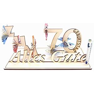 Geldgeschenk, 70. Geburtstag, Holzzahl, Glückwunsch, Alles Gute zum Geburtstag