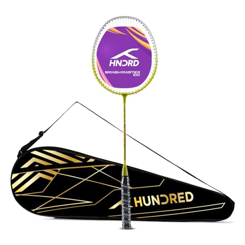Image of Hundred Smash Master 100 Strung Badminton Racket with Full Racket Cover | for Intermediate Players(Yellow /White)