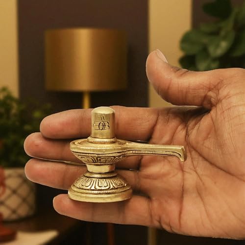 Image of SHANTI Brass Shivling for Home Puja, Shiva Lingam for Temple, Office Desk, Gift & Decor (SL2721)
