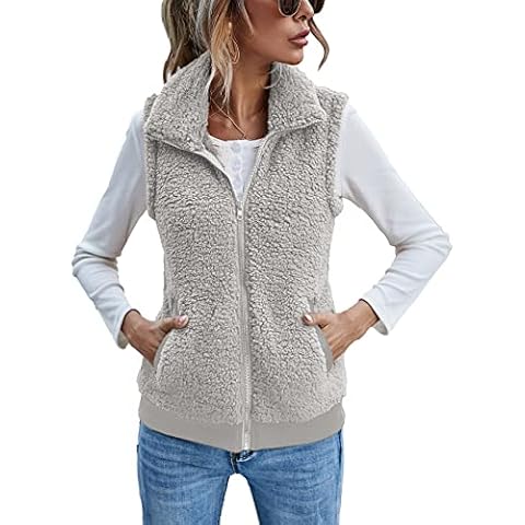 LOMON Women's Fuzzy Sherpa Fleece Vest Cover