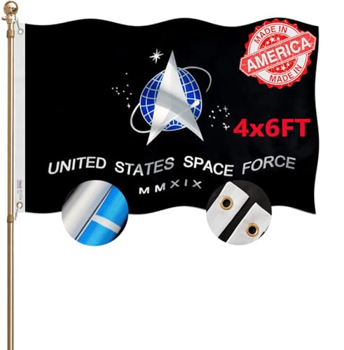 KEYCA US Space Force Military Flag 4x6 FT Made in The USA-Heavy Duty Vibrant Color Double Sided Space Force Flag with 2 brass grommets for Home/Company/Indoor Outdoor Decoration