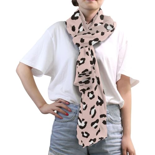 OTVEE Silk Like Scarf Seamless Pink Leopard Skin Print Scarf Soft Lightweight Chiffon Scarf Shawl Wrap for Women3