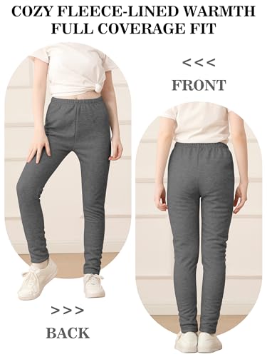 Image of 3 Pack Kids Winter Velvet Leggings Cotton Fleece Lined Pants Warm and Soft Pants (Black)