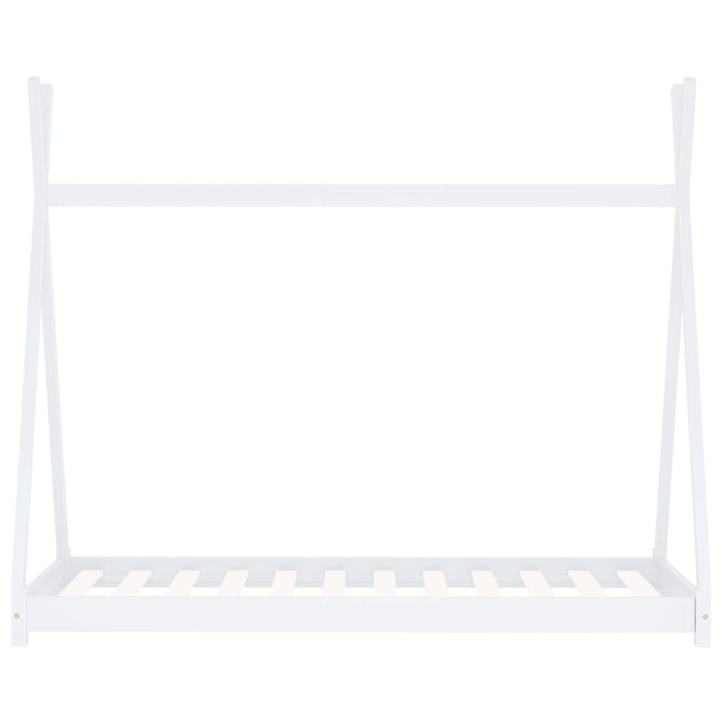 ZEYUAN Kinder-Bettgestell, Bett, Lattenrost, Bettrahmen, Jugendbett, Bed Frame, Futon Bett, Weiß Massivholz Kiefer 70 x 140 cm
