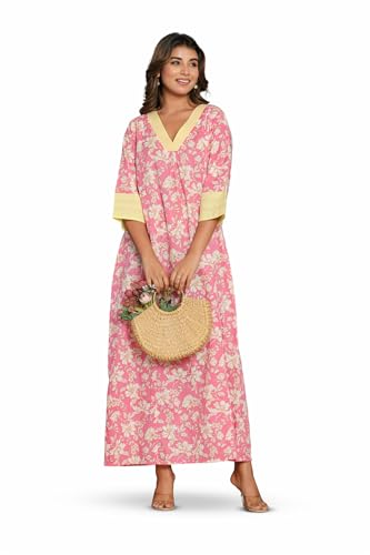 Image of NIHSAMAH Cotton Nighty for Women - Printed Stylish Night Gown, Comfortable Sleepwear Long Nightwear, Maxi