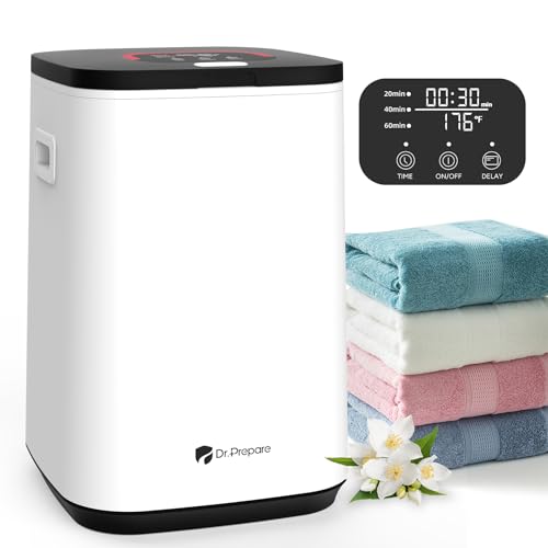 Image of DR.PREPARE 20L Towel Warmer for Bathroom, Luxury Towel Warmer Bucket with LED Display, 3 Timer Settings, Auto Shut Off, Child Safety Lock, 4 Hooks, Large Warmer for 2 Towels, Bathrobes, Blankets, PJ's