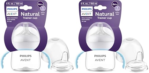 Image of Philips Avent Natural Trainer Sippy Cup with Natural Response Nipple and Soft Spout, 5oz, 1pk, SCF263/01 (Pack of 2)