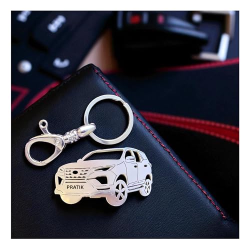 Image of Premium Stainless Steel Car Keychain | Personalized Custom Name Keyring | Stylish Car Shape Metal Key Holder made for Toyota Fortuner, Legender, Innova Crysta, Hycross, urban cruiser hyryder