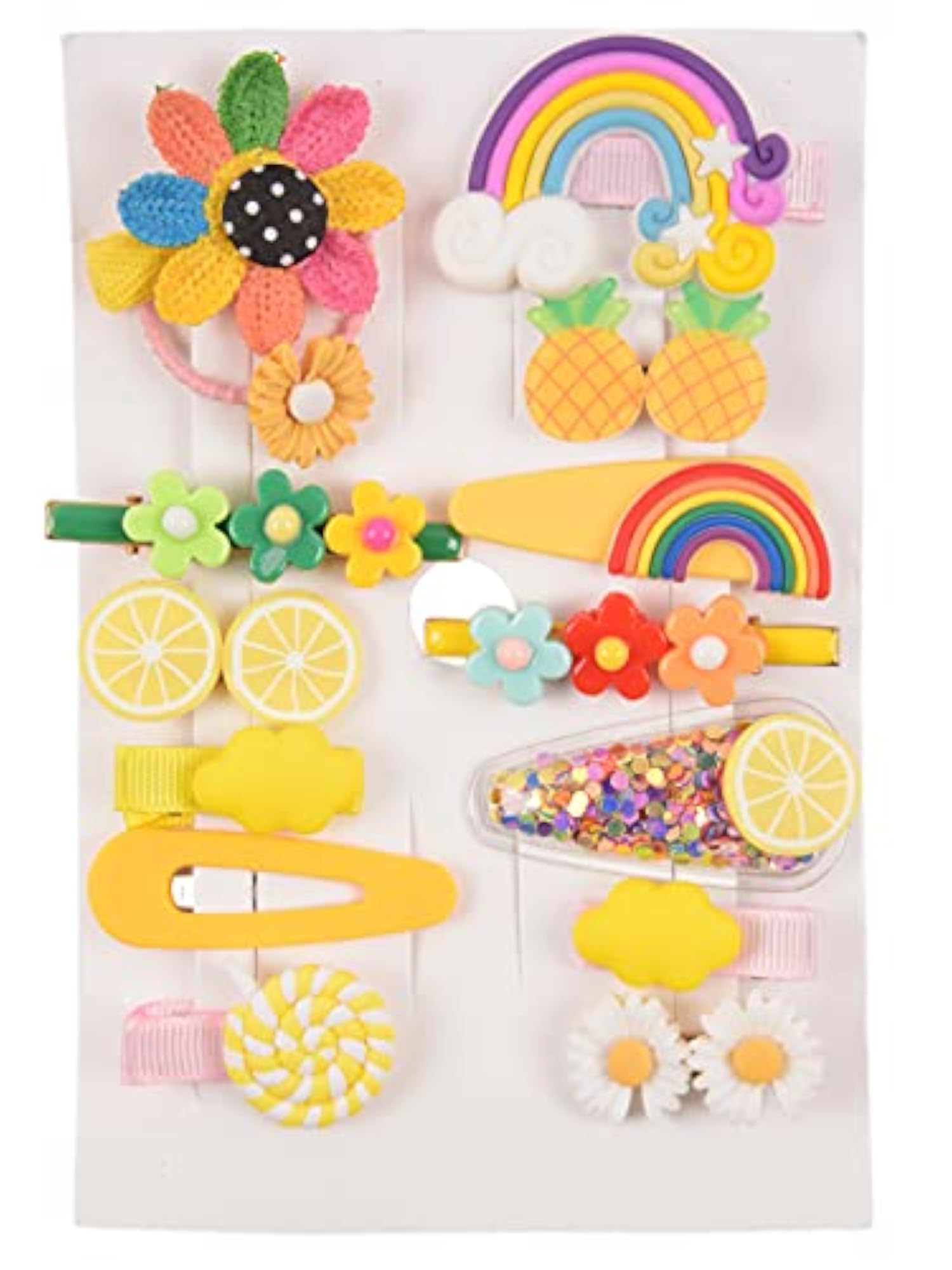 Set Of 14 Random Shape Hair Clips for Girls, One Size