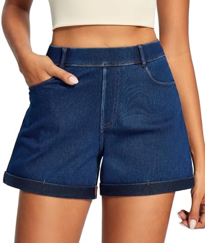 IUGA Stretchy Baggy Jean Shorts Womens Pull On Denim Shorts ...