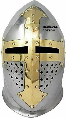 Medival cotton Handmade Medieval Knight Helmet – Sugarloaf Helmet Large Size Headwear – Front Metal Knight Helmet – New Medieval Armor Collectible
