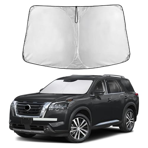 Image of EcoNour Windshield Sun Shade for Nissan Pathfinder 2022-2026 | Front Window Sunshade | Foldable Car Sun Protector | Blocks UV Rays & Keeps Interior Cooler
